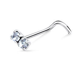 Dual Stone Curved Nose Stud NSKB-780